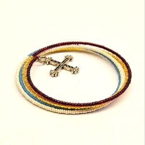 Cross Charm Memory Wire Bracelet
